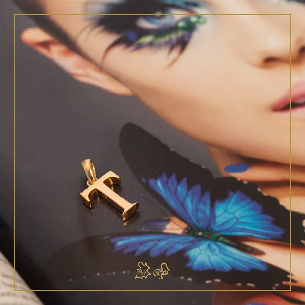 آویز طلا حرف T - Image 2