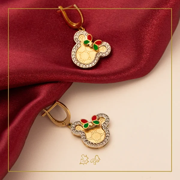 گوشواره طلا میکی موس نگین دار