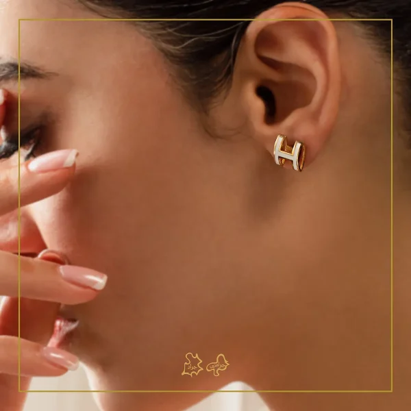 گوشواره طلا هرمس اچ سفید