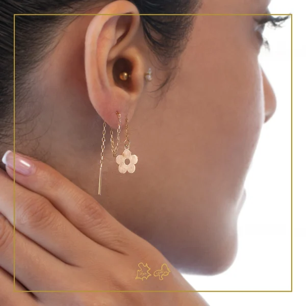 گوشواره طلا بخیه ای گل