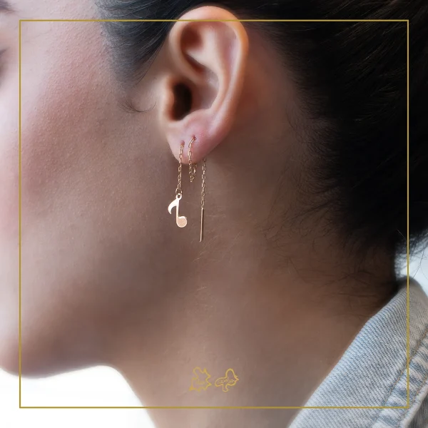 گوشواره طلا بخیه ای نُت موسیقی