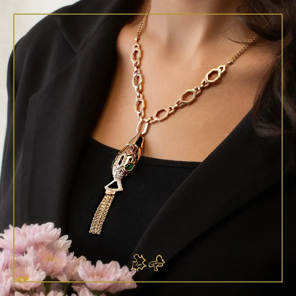 گردنبند طلا بولگاری شرابه ای