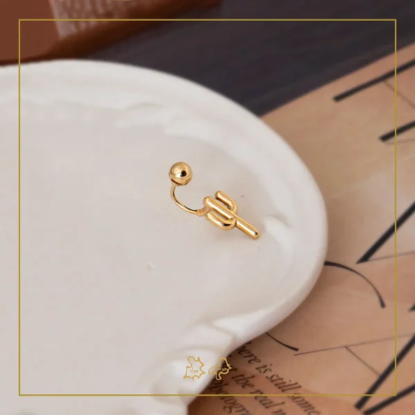 پیرسینگ ناف و گوش طلا کاکتوس