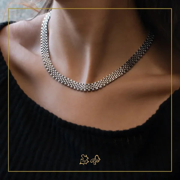 گردنبند طلا مدل رولکس تمام سفید