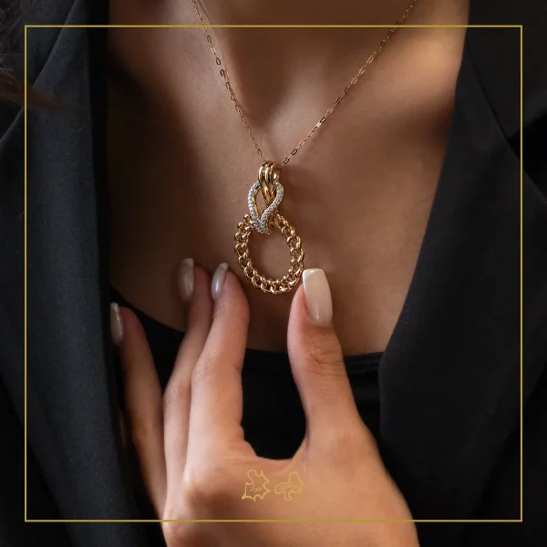 گردنبند طلا مدل کارتیر گره نگین دار