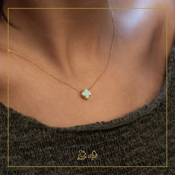 گردنبند طلا ونکلیف فیروزه ای