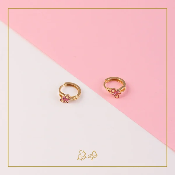گوشواره طلا بچه‌گانه پروانه صورتی