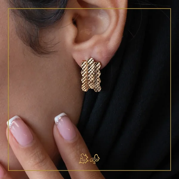 گوشواره طلا تراش طلایی کندو