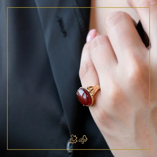 انگشتر طلا عقیق مینا
