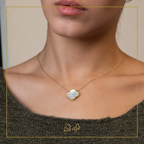 گردنبند طلا ونکلیف سفید لارج
