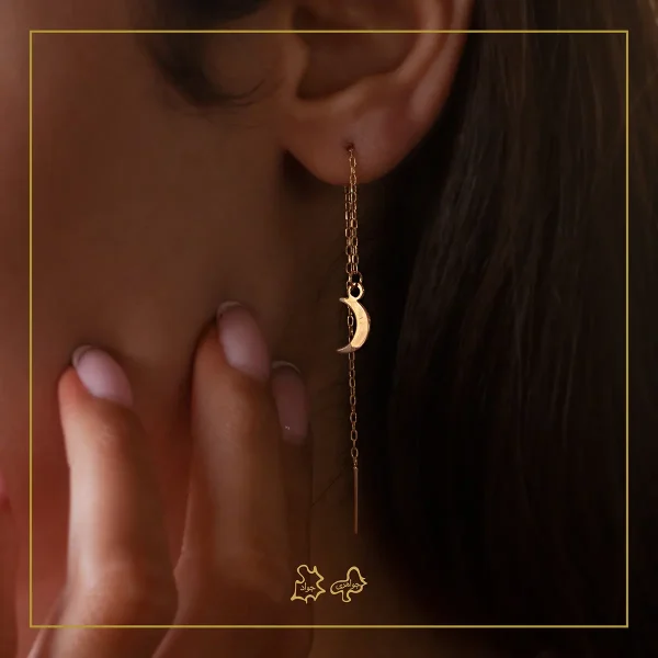 گوشواره طلا بخیه ای هلال ماه