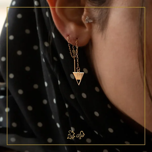 گوشواره طلا بخیه ای هرم