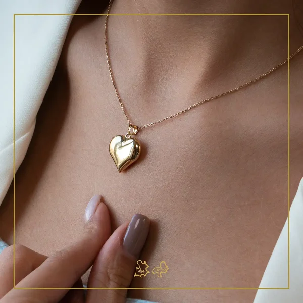 آویز طلا قلب دو رو شیار دار