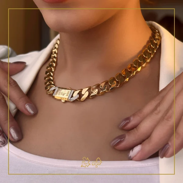 گردنبند طلا کارتیر پهن رم