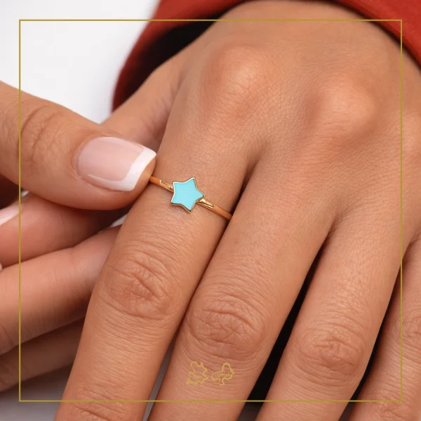 انگشتر طلا مینیمال مینا کاری ستاره
