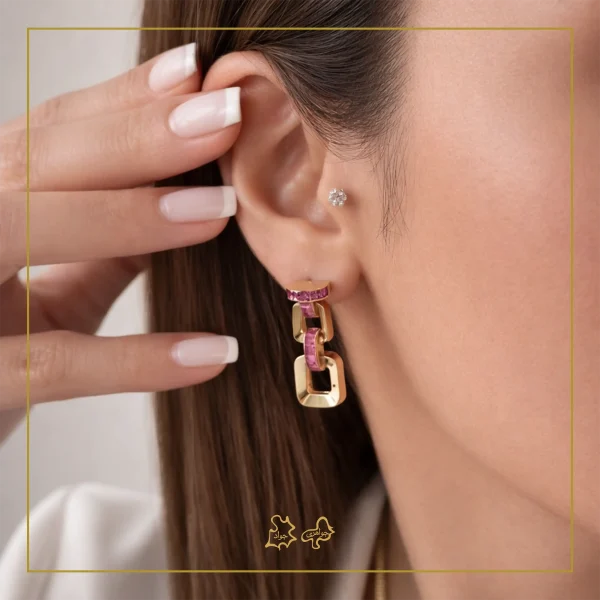 گوشواره طلا باگت هرمس بنفش