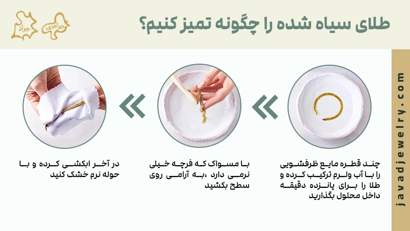 تمیز کردن طلا سیاه شده