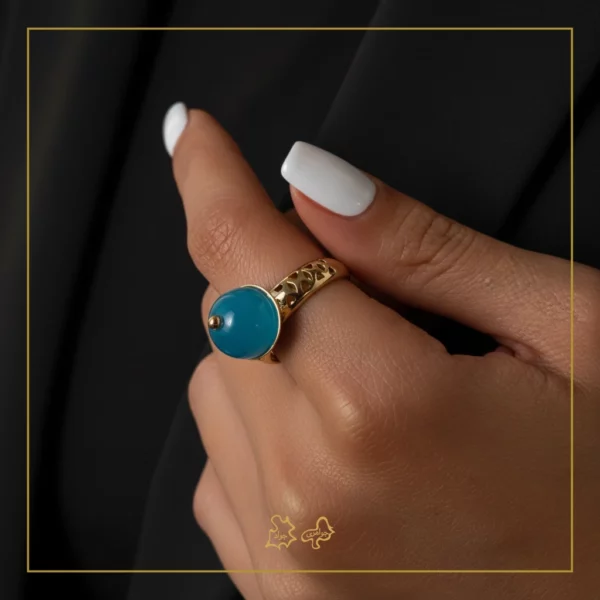 انگشتر طلا پینات گوی آبی