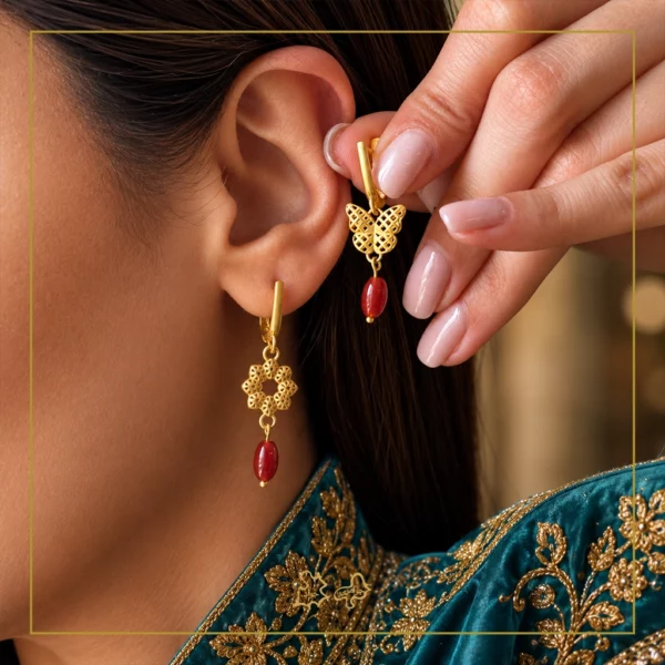 گوشواره طلا عقیق آذرمیدخت