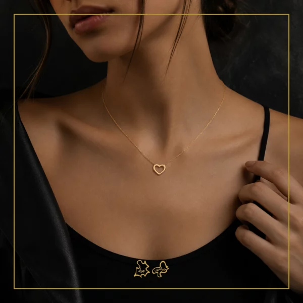 آویز طلا مینیمال قلب تو خالی