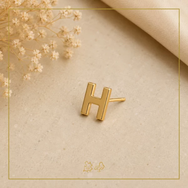 گوشواره طلا مینیمال H - Image 2