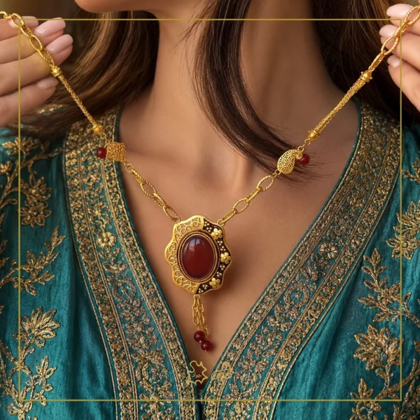 گردنبند طلا عقیق گلبهار