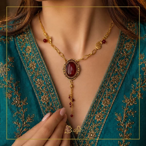 گردنبند طلا عقیق فروزان
