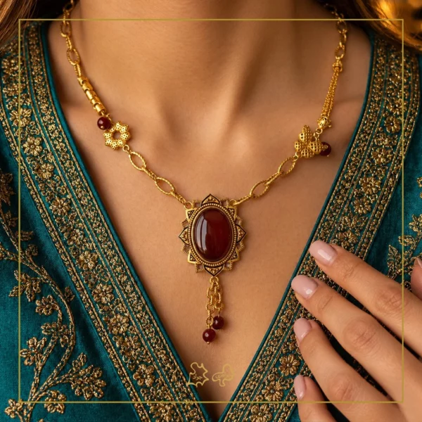 گردنبند طلا عقیق گل افروز