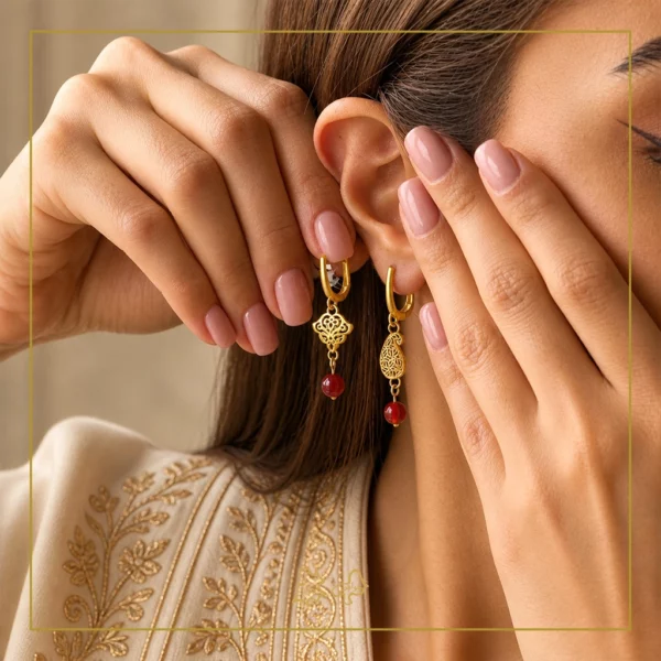 گوشواره طلا عقیق پارس نرگس